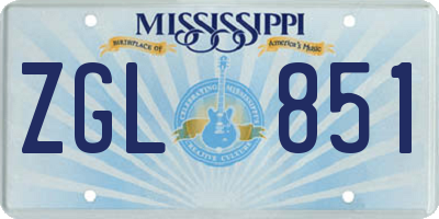 MS license plate ZGL851