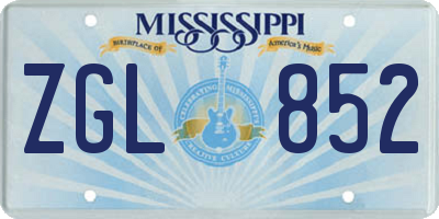 MS license plate ZGL852