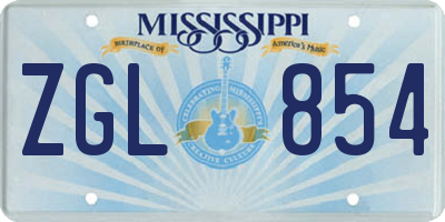 MS license plate ZGL854