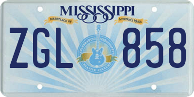 MS license plate ZGL858