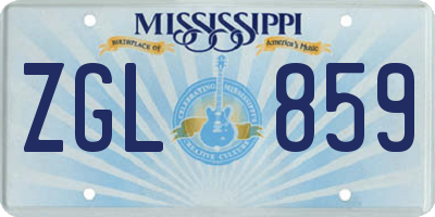 MS license plate ZGL859