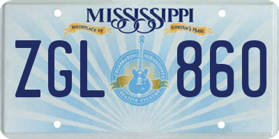 MS license plate ZGL860