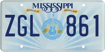 MS license plate ZGL861