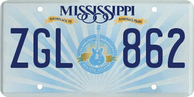 MS license plate ZGL862