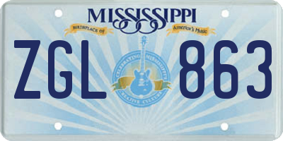 MS license plate ZGL863