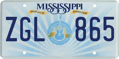 MS license plate ZGL865