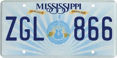 MS license plate ZGL866