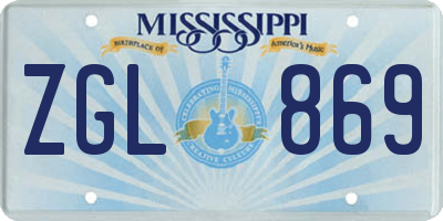 MS license plate ZGL869