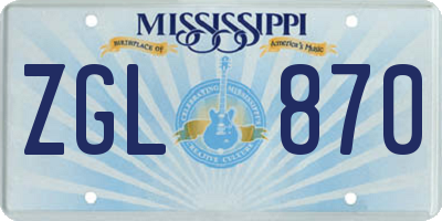 MS license plate ZGL870