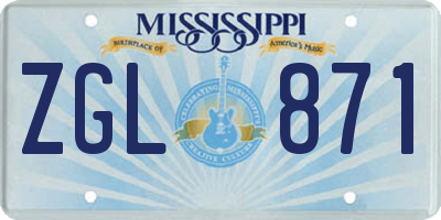 MS license plate ZGL871