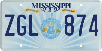 MS license plate ZGL874