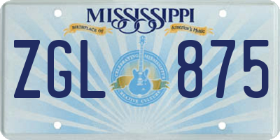 MS license plate ZGL875