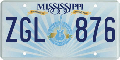 MS license plate ZGL876