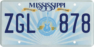 MS license plate ZGL878