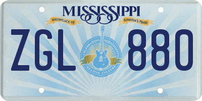 MS license plate ZGL880