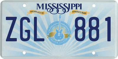 MS license plate ZGL881