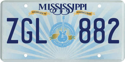 MS license plate ZGL882