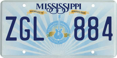 MS license plate ZGL884
