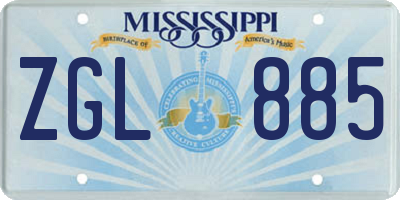 MS license plate ZGL885