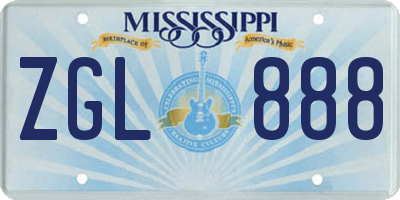 MS license plate ZGL888