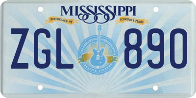 MS license plate ZGL890