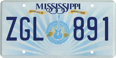 MS license plate ZGL891