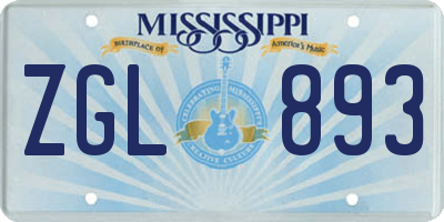 MS license plate ZGL893