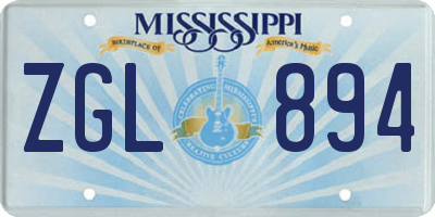 MS license plate ZGL894