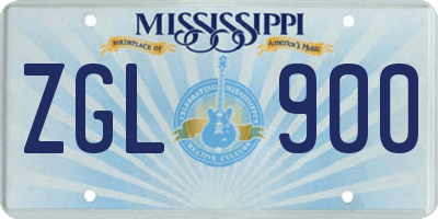 MS license plate ZGL900