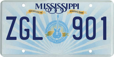 MS license plate ZGL901