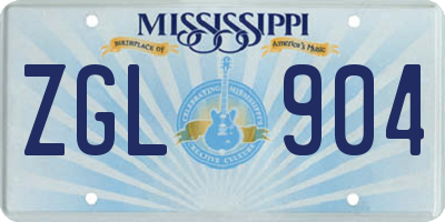 MS license plate ZGL904
