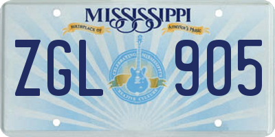 MS license plate ZGL905