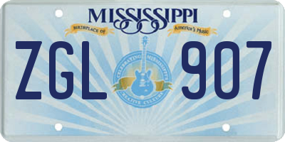 MS license plate ZGL907