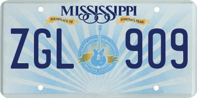 MS license plate ZGL909