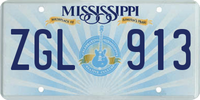 MS license plate ZGL913