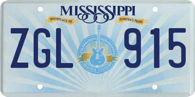 MS license plate ZGL915