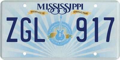 MS license plate ZGL917