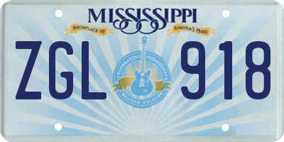MS license plate ZGL918