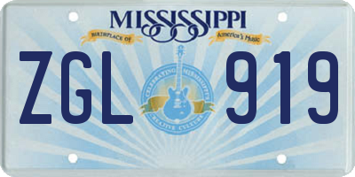 MS license plate ZGL919