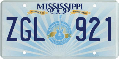 MS license plate ZGL921