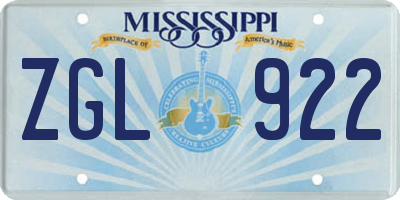 MS license plate ZGL922