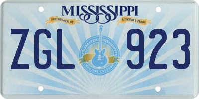 MS license plate ZGL923