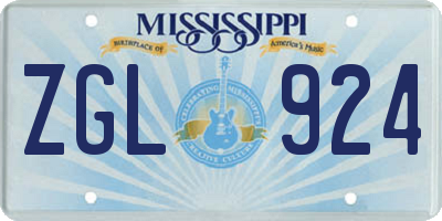 MS license plate ZGL924
