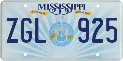 MS license plate ZGL925