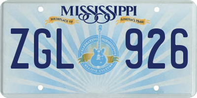 MS license plate ZGL926