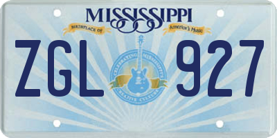 MS license plate ZGL927