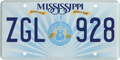 MS license plate ZGL928