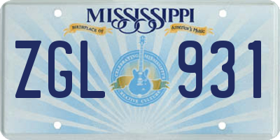 MS license plate ZGL931