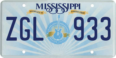 MS license plate ZGL933