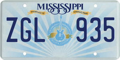 MS license plate ZGL935